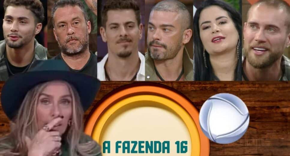 Enquete A Fazenda 16 - Gui, Juninho, Sacha, Sidney, Vanessa e Yuri na roça; votação traz indecisão hoje (17) -Fotos: Reprodução/ Record TV/ Montagem TV Foco