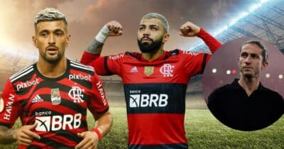 Arrascaeta, Gabigol e Filipe Luís (Foto: Reprodução / Flamengo / Canva / Montagem TV Foco)