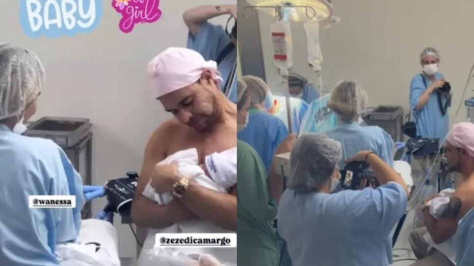 Dado Dolabella filma Wanessa na sala de parto do filho de Zezé e Graciele (Fotos: Reprodução/ Instagram/ Montagem)