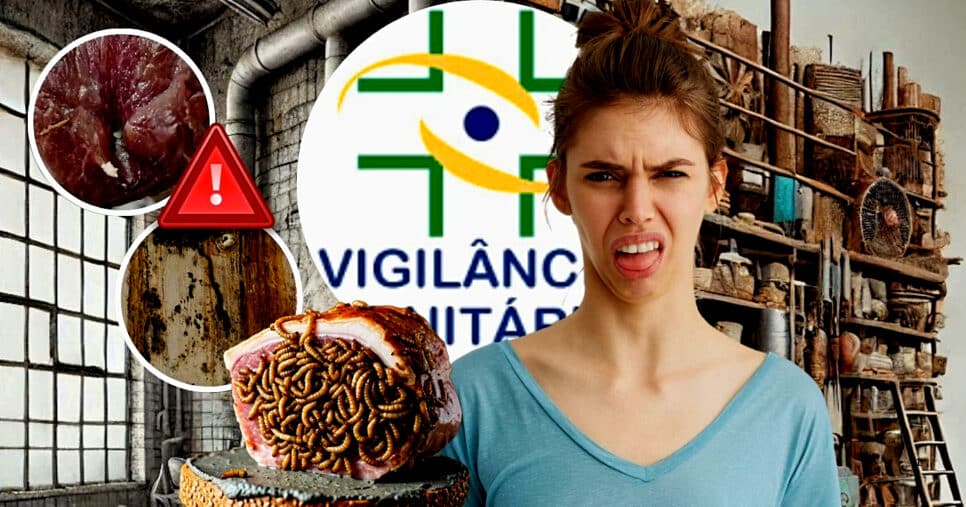 Vigilância Sanitária interditou uma padaria e um açougue após irregularidades como carne com larvas e pão com cimento (Foto Reprodução/Montagem/Lennita/Tv Foco/Canva)