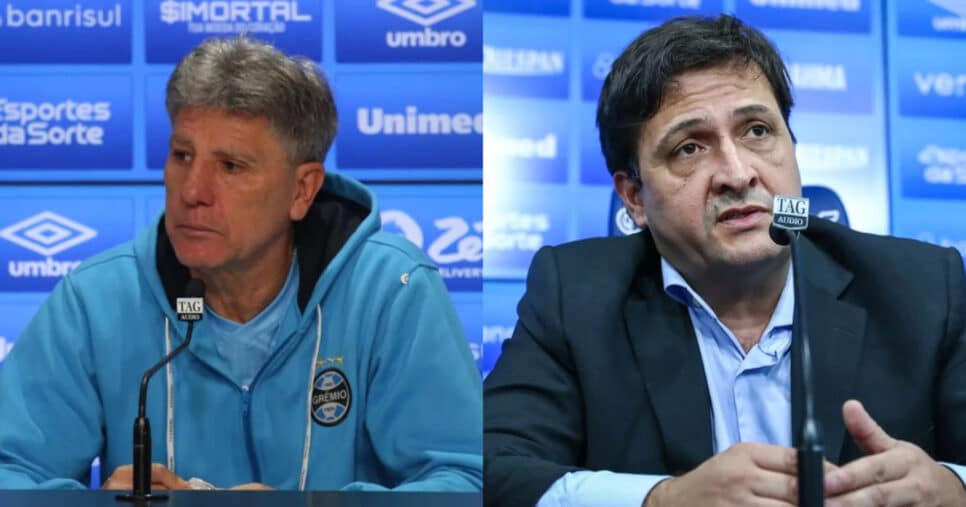 Renato Gaúcho e Alberto Guerra no Grêmio (Foto: Lucas Uebel)