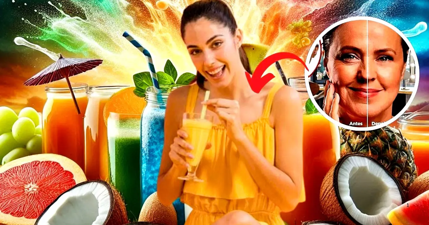 Suco, rico em colágeno pode ser feito em casa Foto Reprodução/Montagem/Lennita/Tv Foco/Canva/Pinterest)