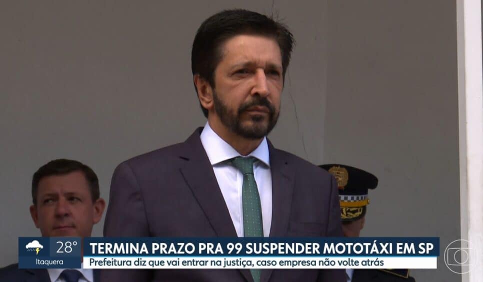 Mesmo com o prazo de suspensão a 99 continuou a oferecer o serviço (Foto Reprodução/Globo)