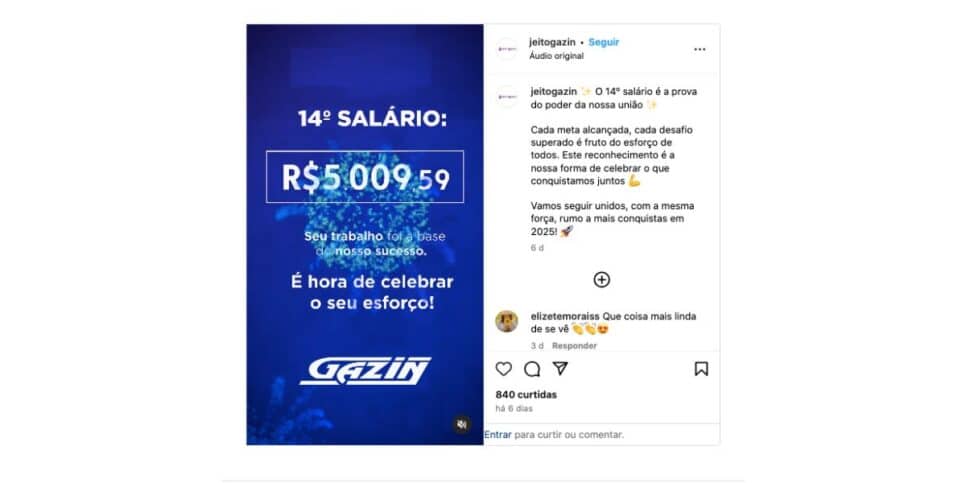 Anúncio da Jeito Gazin (Foto: Reprodução / Instagram)