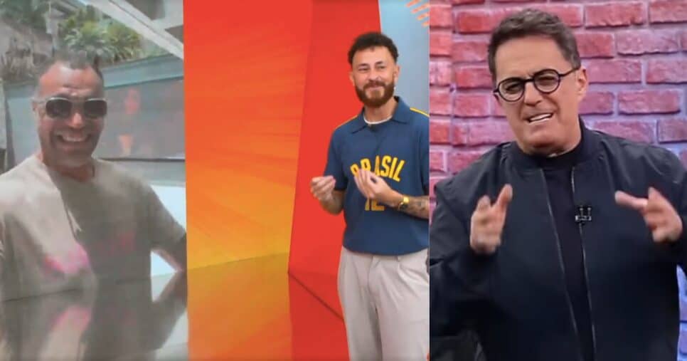 Denílson e Bruno Fred no Globo Esporte e Fernandinho Fernandes no Os Donos da Bola (Fotos: Reproduções / Globo / Band)