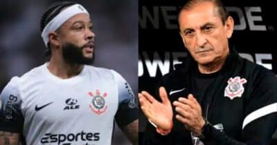 Depay e Ramón Díaz, treinador do Corinthians (Foto: Montagem/TV Foco)