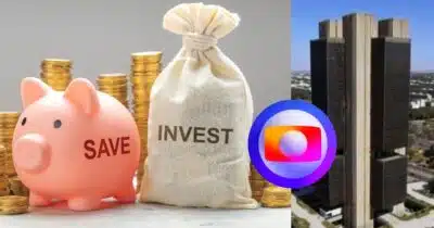 Ilustração poupança, logo Globo e Banco Central (Fotos: Reproduções / Canva /GloboPlay/  Flickr do Banco Central / Montagem)
