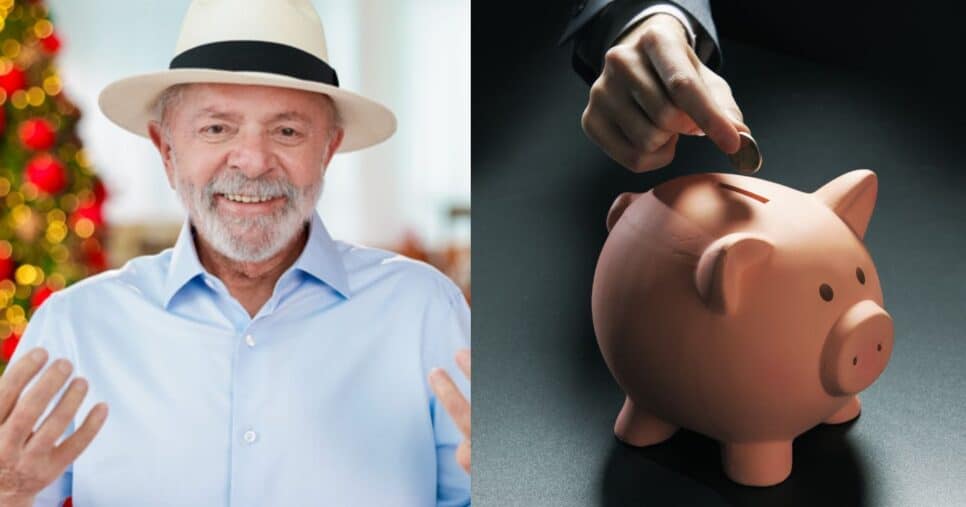 Luiz Inácio Lula da Silva e ilustração de poupança (Fotos: Reproduções / Ricardo Stcukert / Canva)