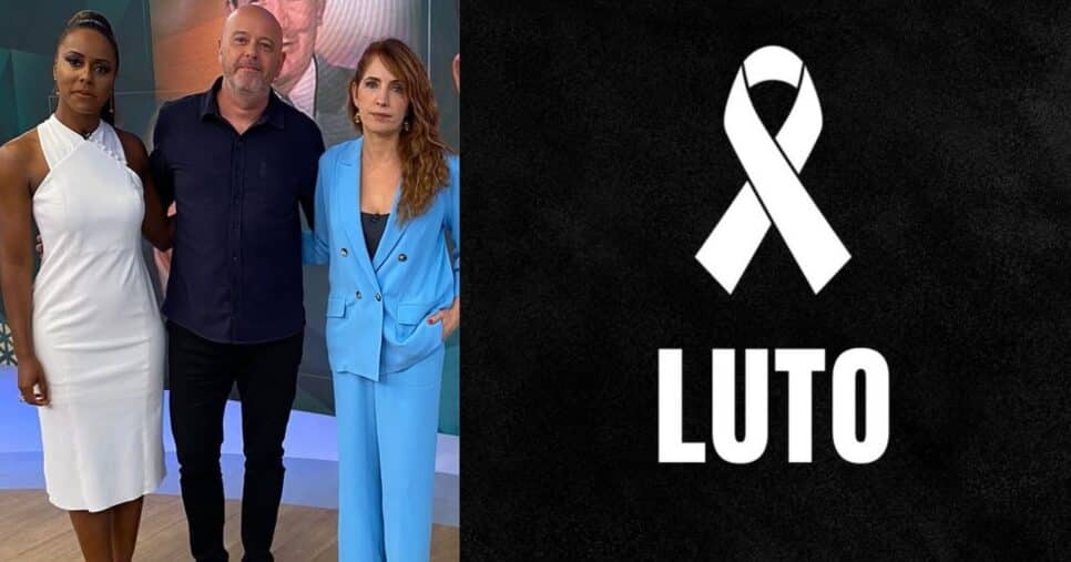 Maju Coutinho, Alex Escobar e Maju Coutinho no Fantástico, e imagem de luto (Fotos: Reproduções / Instagram / Canva)