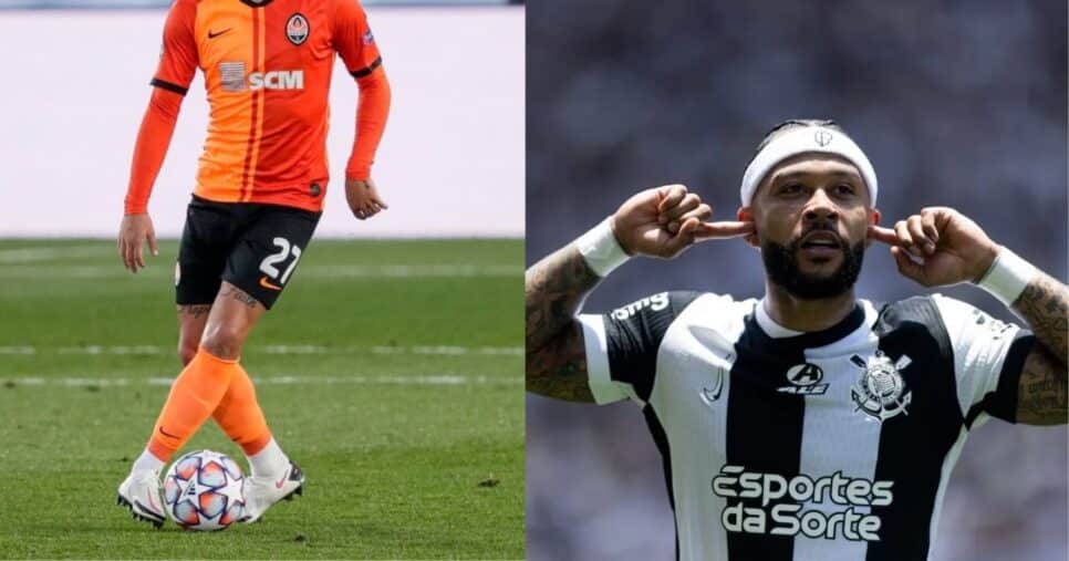 Maycon no Shaktar Donetsk e Depay no Corinthians (Reprodução - Internet)