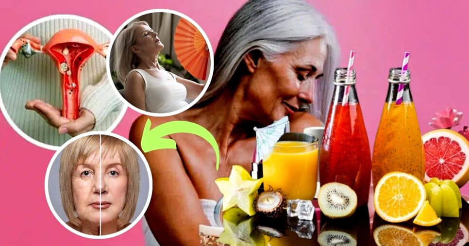 Super suco com 2 ingredientes salva mulheres da menopausa e da falta de colágeno (Foto Reprodução/Montagem/Lennita/Tv Foco/Canva)