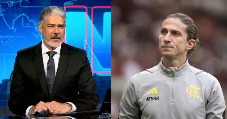 William Bonner e Filipe Luís no Flamengo (Reprodução - Internet)