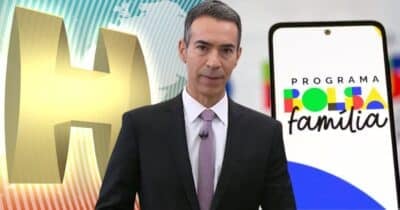 César Tralli, logo do JH e Bolsa Família (Foto: Reprodução / Gov / Globo / Montagem TV Foco)