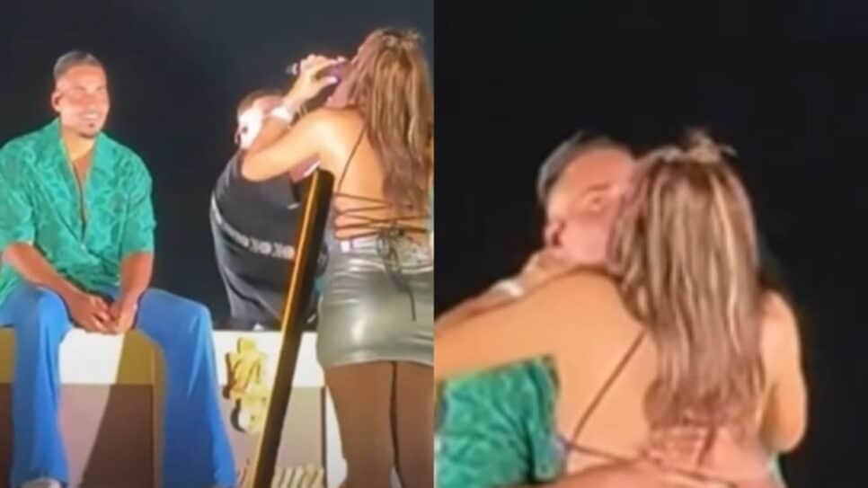 Famosa tasca beijo na boca de cantor em palco ao vivo de show (Fotos: Reprodução/ Instagram/ X/ Montagem)