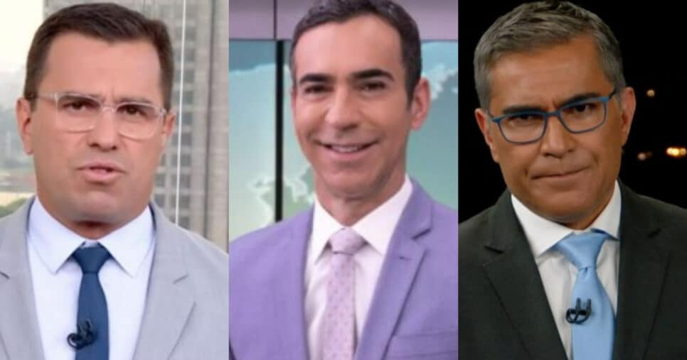 Bocardi, Tralli e Hélter são jornalistas da Globo (Foto: Reprodução/Montagem TV Foco)