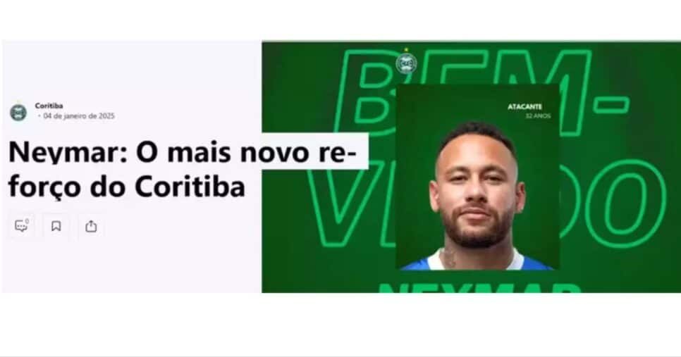 Neymar tem publicação falsa de anúncio no Coritiba - (Foto: Divulgação / Esporte News Mundo)