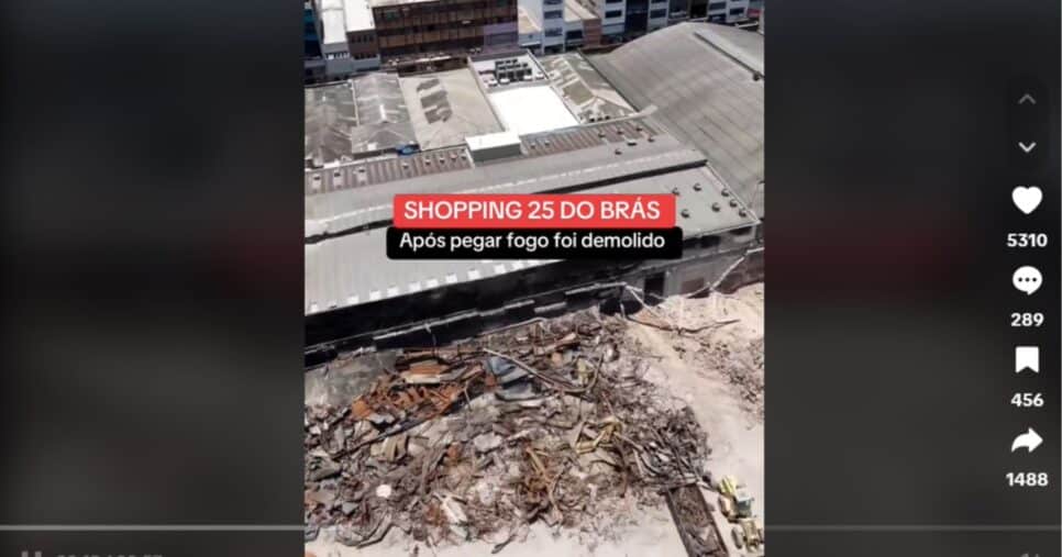 Shopping 25 do Brás demolido - (Foto: TikTok)