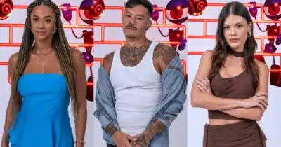 Aline, Gabriel e Vitória Strada estão no paredão do BBB25 (Foto: Reprodução: Fábio Rocha, Globo)