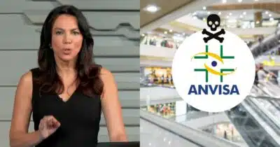 Ana Paula Araújo no Bom Dia Brasil, ilustração shopping e morte, e logo da Anvisa (Fotos: Reproduções / Globo / Canva / Internet)