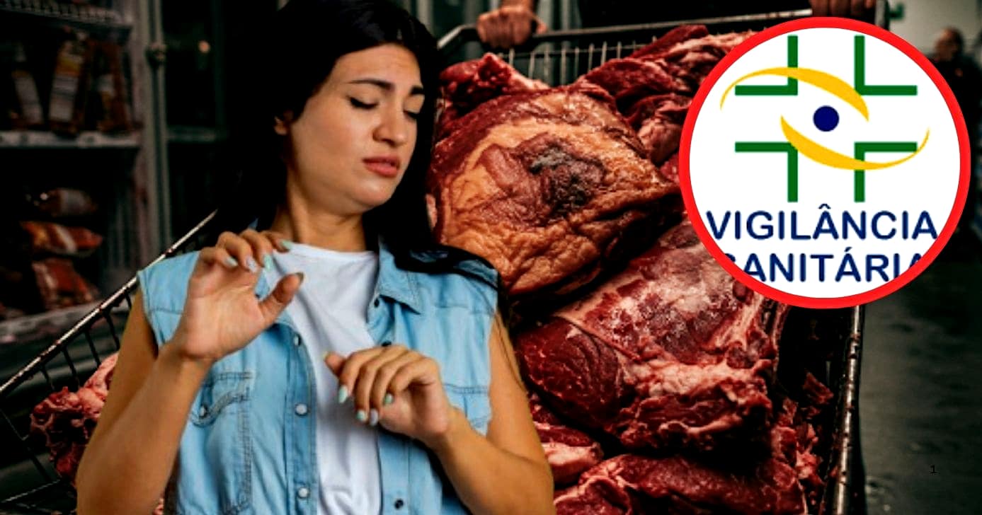 Açougue vende carne podre e Vigilância Sanitária é acionada (Foto Reprodução/Montagem/Lennita/Tv Foco/Canva)