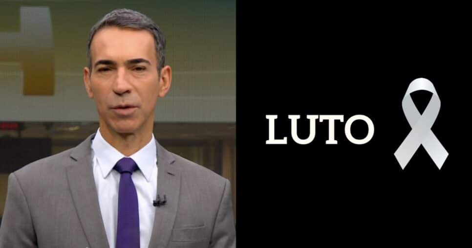César Tralli no Jornal Hoje e imagem de luto (Fotos: Reproduções / Globo / Canva)
