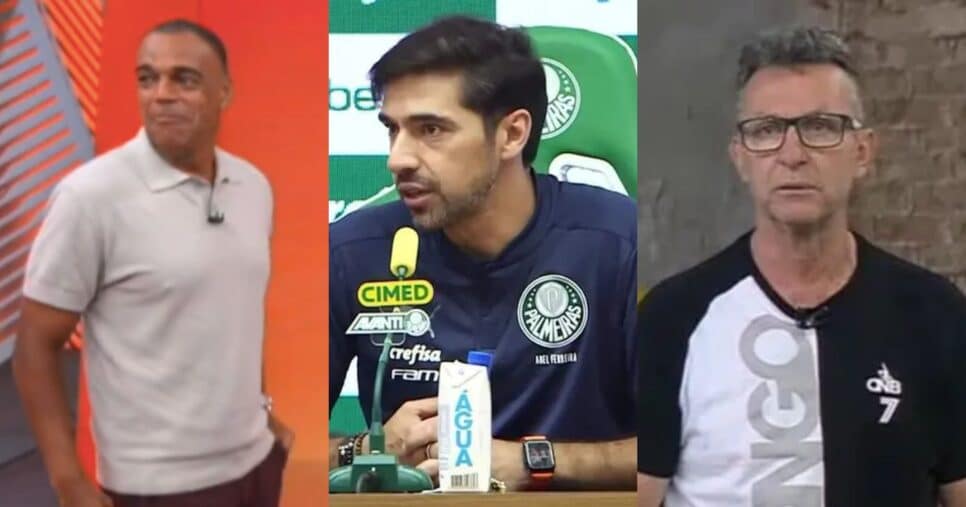 Denílson no Globo Esporte, Abel Ferreira e Neto no Os Donos da Bola (Fotos: Reproduções / Globo / Band)