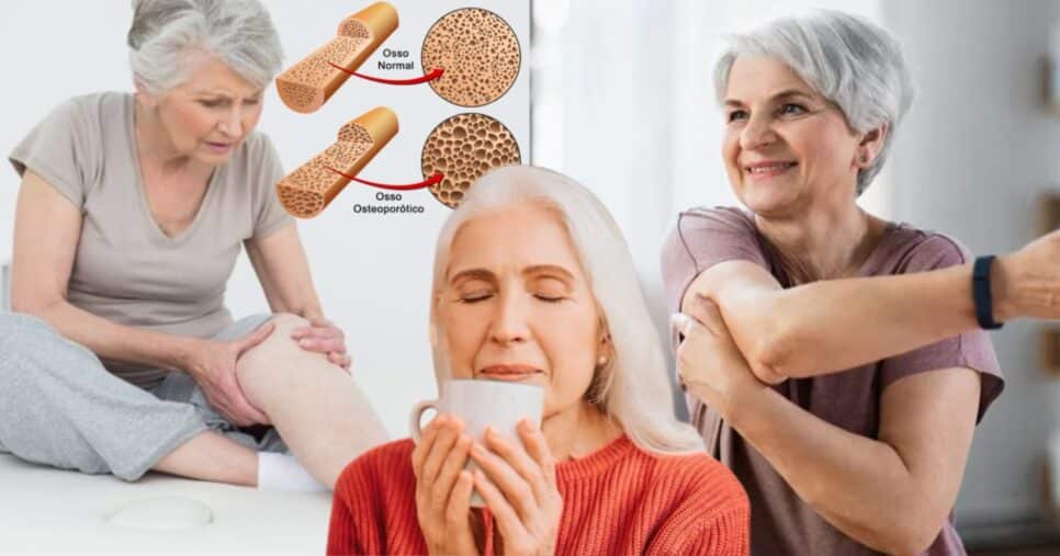 Fim da osteoporose: Chá acaba com dor nas articulações das 60+ (Foto: Reprodução/ Montagem - TV FOCO)