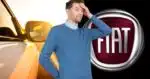 Ilustração carro, homem arrependido e logo da Fiat (Fotos: Reproduções / Canva / Internet)