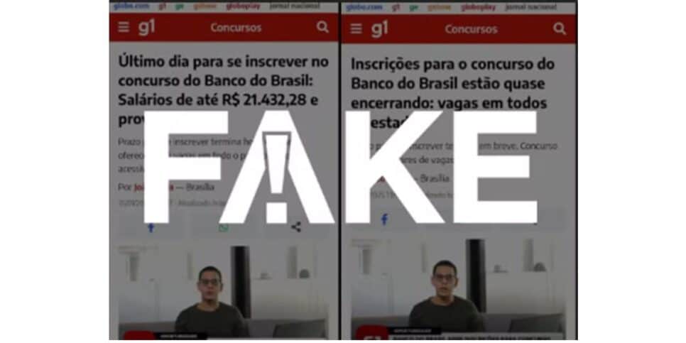 Matérias falsas (Foto: Reprodução / G1)
