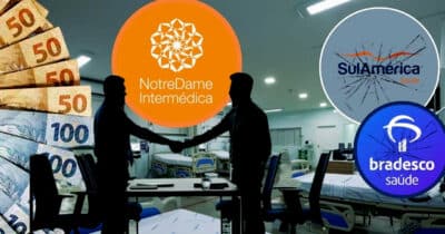 NotreDame Intermédica se une a maior plano de saúde para esmagar concorrentes como Sulamérica e Bradesco Saúde (Foto Reprodução/Montagem/Tv Foco/Canva/Lennita/Logos)