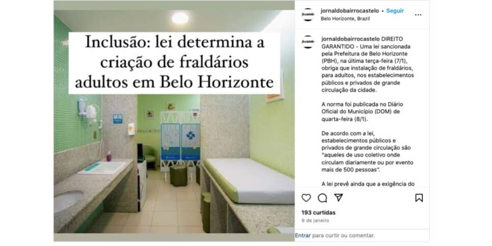 Publicação Jornal do Bairro (Foto: Reprodução / Instagram) 