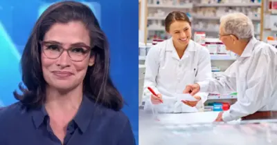 “Passam a ser gratuitos”: Renata Vasconcellos paralisa JN com isenção à idosos 60+ nas farmácias em SP
