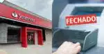 Santander, ilustração banco e placa fechado (Fotos: Reproduções / Internet / Canva) 
