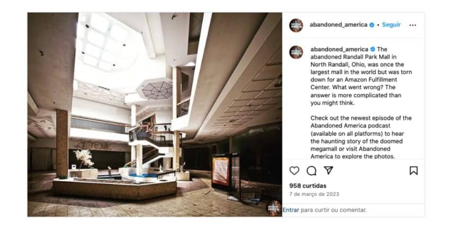 Shopping abandonado nos Estados Unidos (Foto: Reprodução / Instagram)