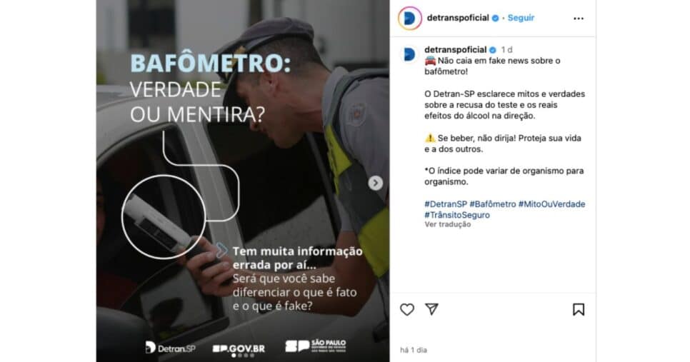 Comunicado do DetranSP (Reprodução/Instagram)
