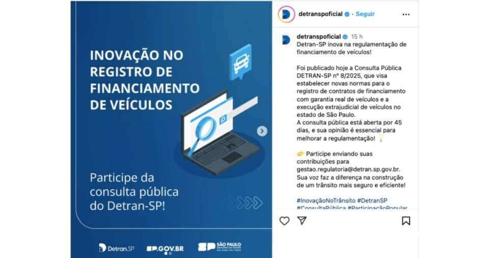 Comunicado do Detran (Reprodução/Instagram)