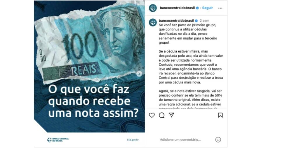 Comunicado do banco (Reprodução/Instagram)