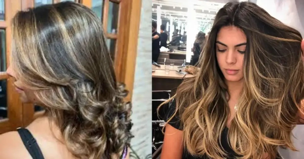 Corte em U com mechas balayage 