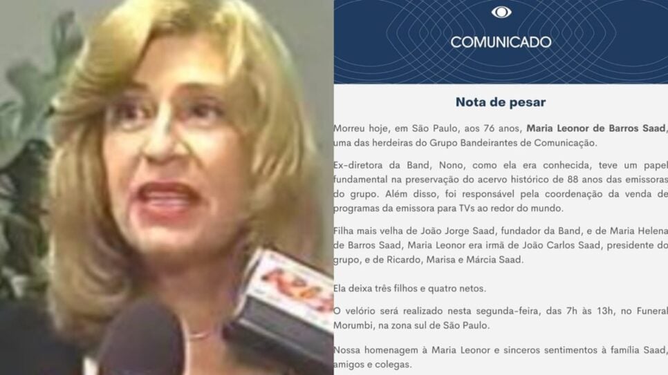 Nota de pesar do Grupo Bandeirantes (Fotos: Reprodução/ Internet/ Instagram/ Montagem)
