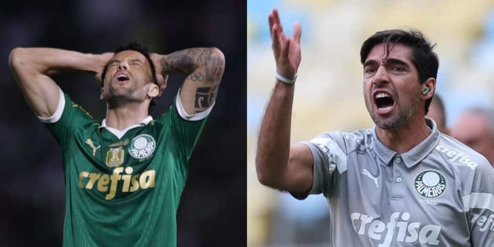 Abel Ferreira chora com Felipe Anderson e +1 fora no Palmeiras (Reprodução: Ettore Chiereguini / Cesar Greco)