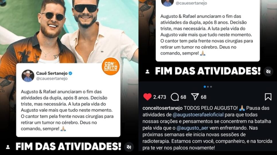Perfil especializado no ramo expõe comunicado e notícia de jornalista (Fotos: Reprodução/ Conceito Sertanejo/ Instagram/ Montagem)