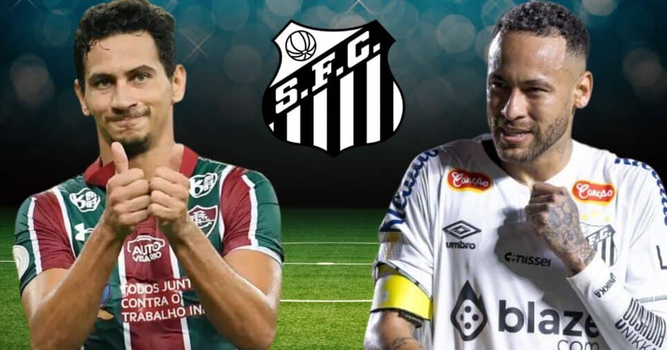 Ganso e Neymar (Foto: Reprodução / Fluminense / Santos / Canva / Montagem TV Foco)
