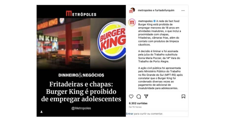 Matéria do Metrópoles (Foto: Reprodução / Instagram)
