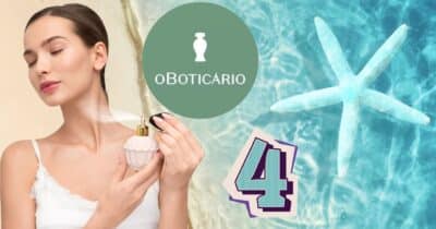Mulher usando perfume da marca (Foto: Reprodução / O Boticário / Canva / Montagem TV Foco)