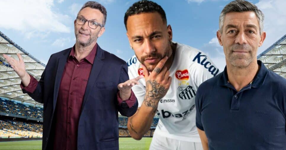 Neto, Neymar e Pedro Caixinha (Foto: Reprodução / Santos / Montagem TV Foco)