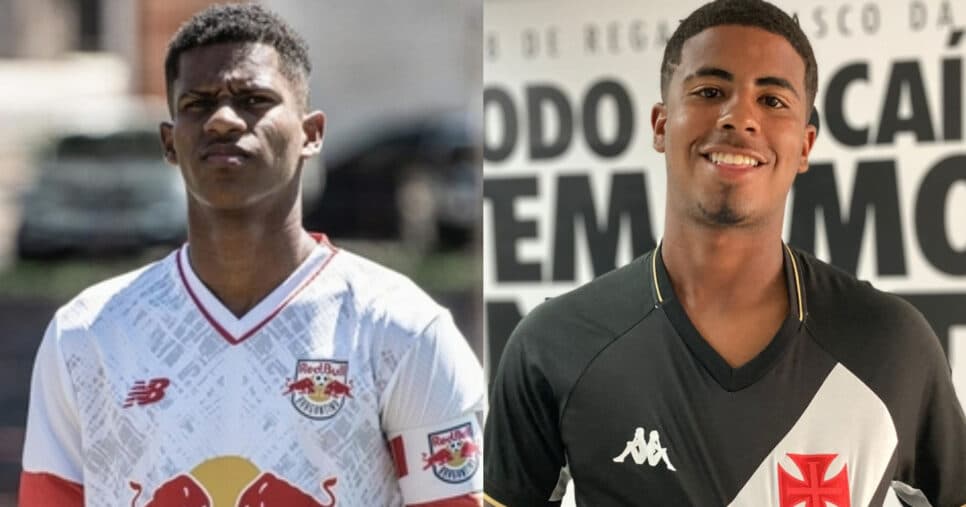 Isac Silvestre, zagueiro ex-Red Bull Bragantino, e Matheus Ferreira, volante ex-Vasco (Foto: Reprodução/Montagem TV Foco)