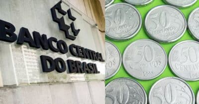 Banco Central e moedas de 50 centavos (Fotos: Reproduções / Aloisio Maurício / Freepik)