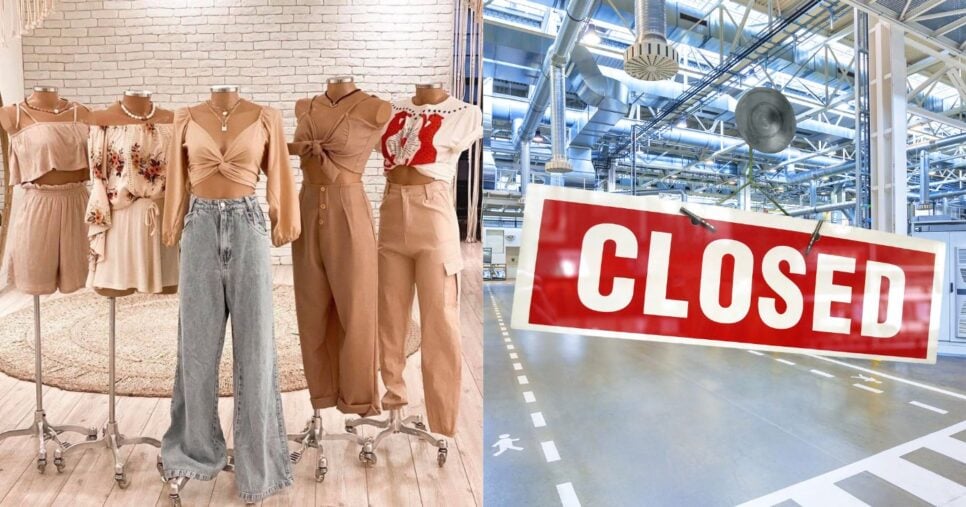 Ilustração loja de roupas e fábrica fechada (Fotos: Canva)