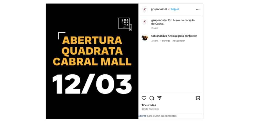 Inauguração Quadrata Cabral Mall (Foto: Reprodução / Instagram)