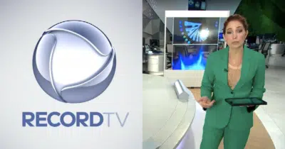 Logo Record e Poliana Abritta no Fantástico (Fotos: Reproduções / Internet / Canva)